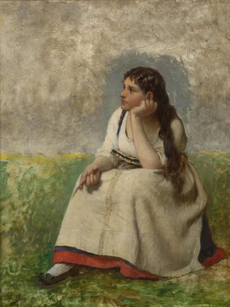 Ung flicka i tankar av Jules Breton