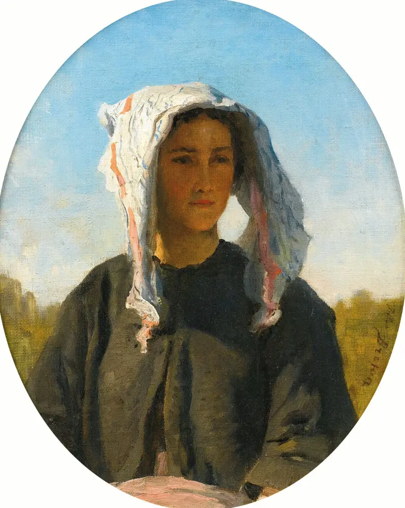 Portrait de jeune Paysanne Bordelaise av Jules Breton