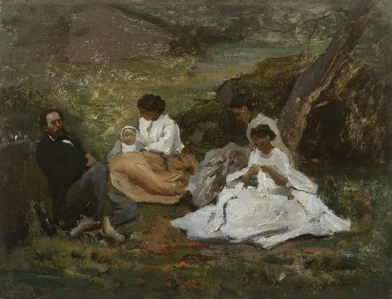 Familjesammankomst i Bourron-Marlotte av Jules Breton