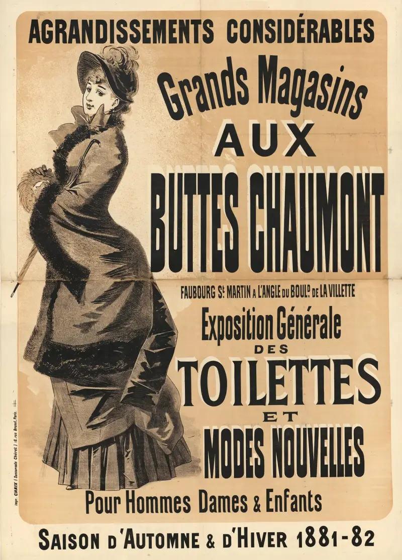 Aux Buttes Chaumont. Agrandissements considérables, Grands Magasins Aux Buttes Chaumont von Jules Chéret