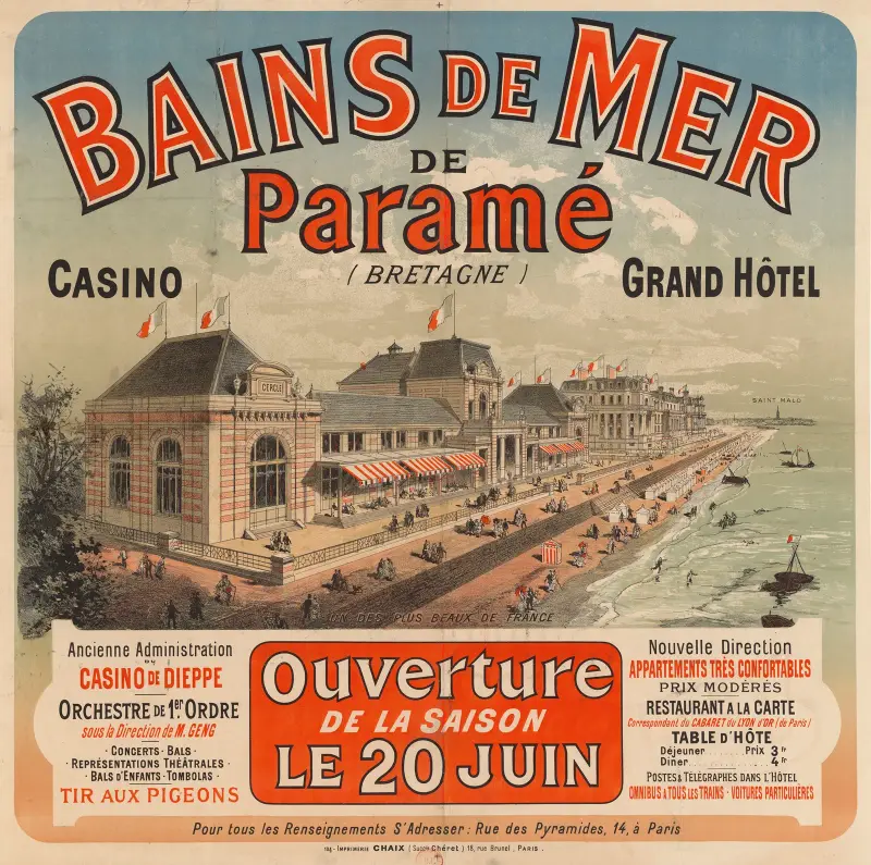 Havsbad i Paramé (Bretagne), Grand Hôtel, säsongsöppning 20 juni av Jules Chéret