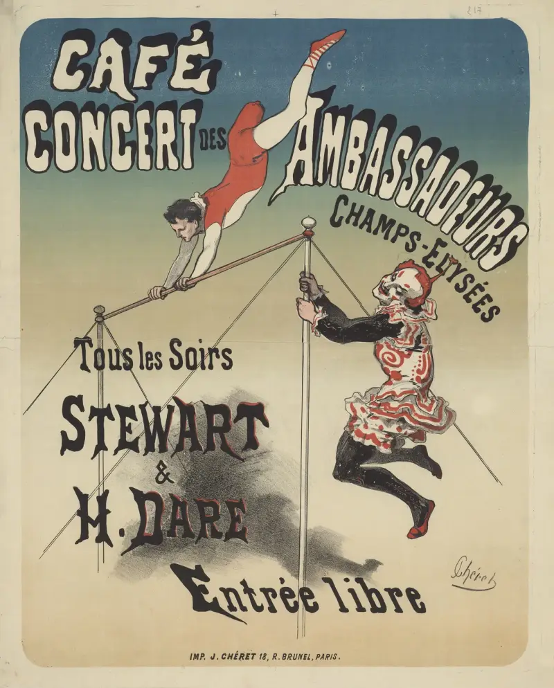 Café-concert des Ambassadeurs. Stewart och H. Dare av Jules Chéret