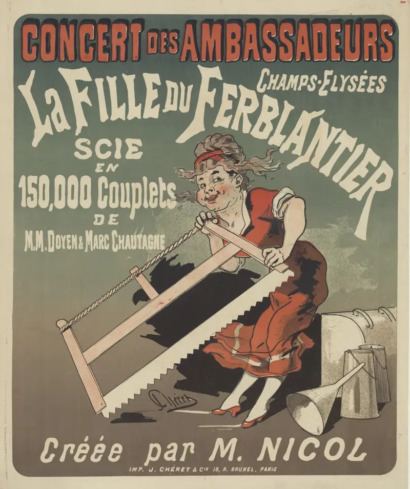 Ambassadörernas konsert. Plåtslagarens dotter av Jules Chéret