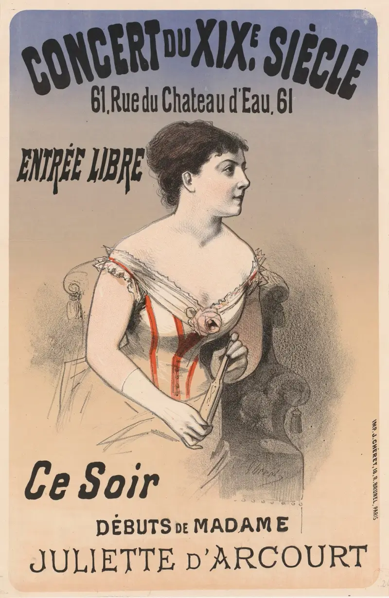 Concert du XIXè siècle… Ce soir, débuts de Madame Juliette d’Arcourt av Jules Chéret