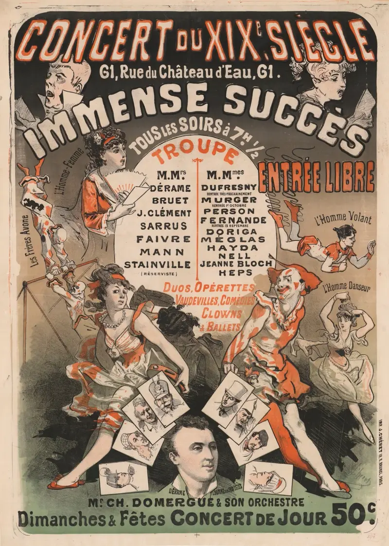 Concert du XIXe siècle… Duos, opérettes, vaudevilles, comédies clowns et ballets av Jules Chéret