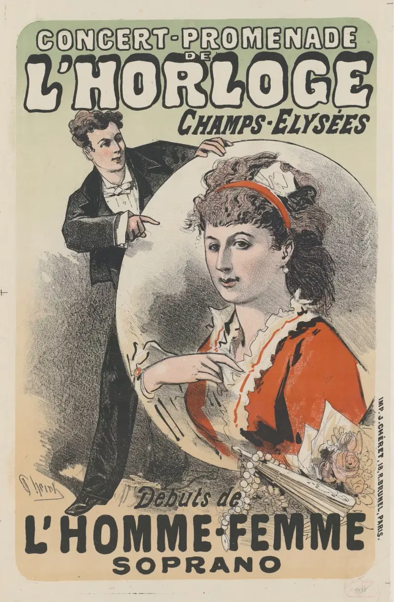 Konzertpromenade der Uhr, Debüts der Mann-Frau-Sopranistin von Jules Chéret