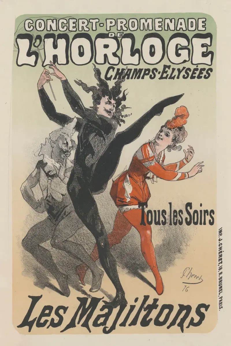 Konsertpromenad vid klockan. Les Majiltons av Jules Chéret