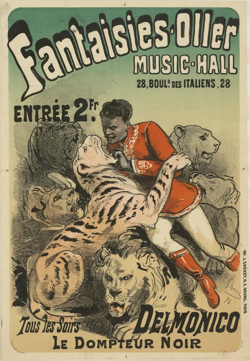 Fantasies-Oller-Music-Hall… Delmonico, le Dompteur noir av Jules Chéret