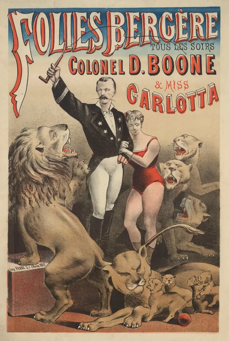 Folies-Bergère. Colonel D. Boone et Miss Carlotta av Jules Chéret