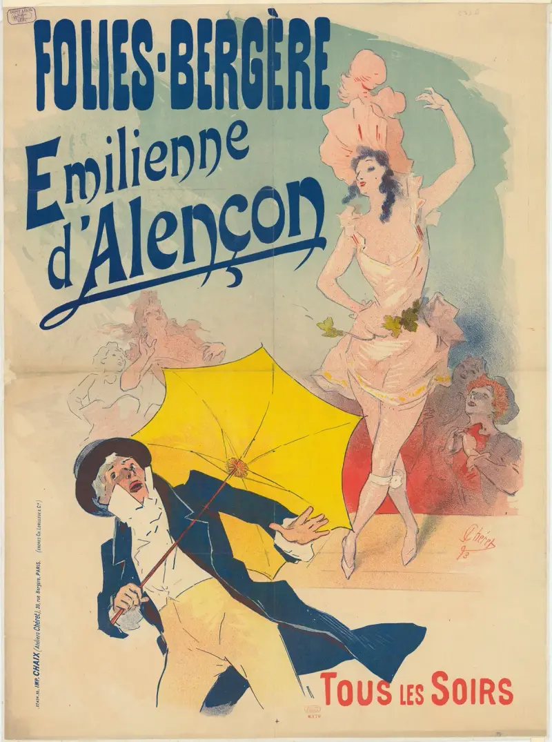 Folies Bergère. Emilienne d’Alençon varje kväll av Jules Chéret