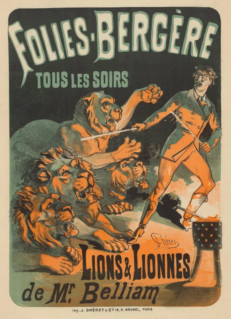 Folies Bergère… lions et lionnes de Mr Belliam av Jules Chéret