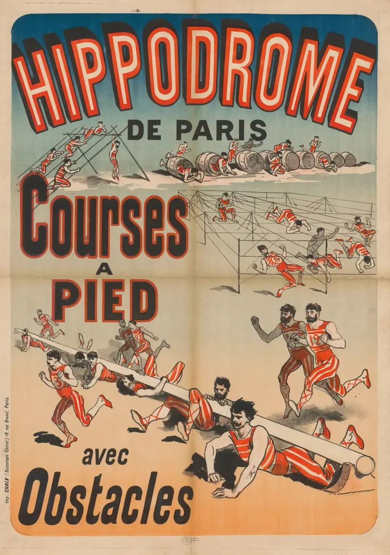 Hippodrome de Paris. Courses à pied avec obstacles av Jules Chéret