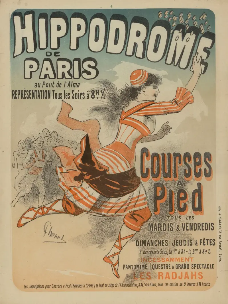 Hippodrome de Paris, kapplöpning till fots av Jules Chéret
