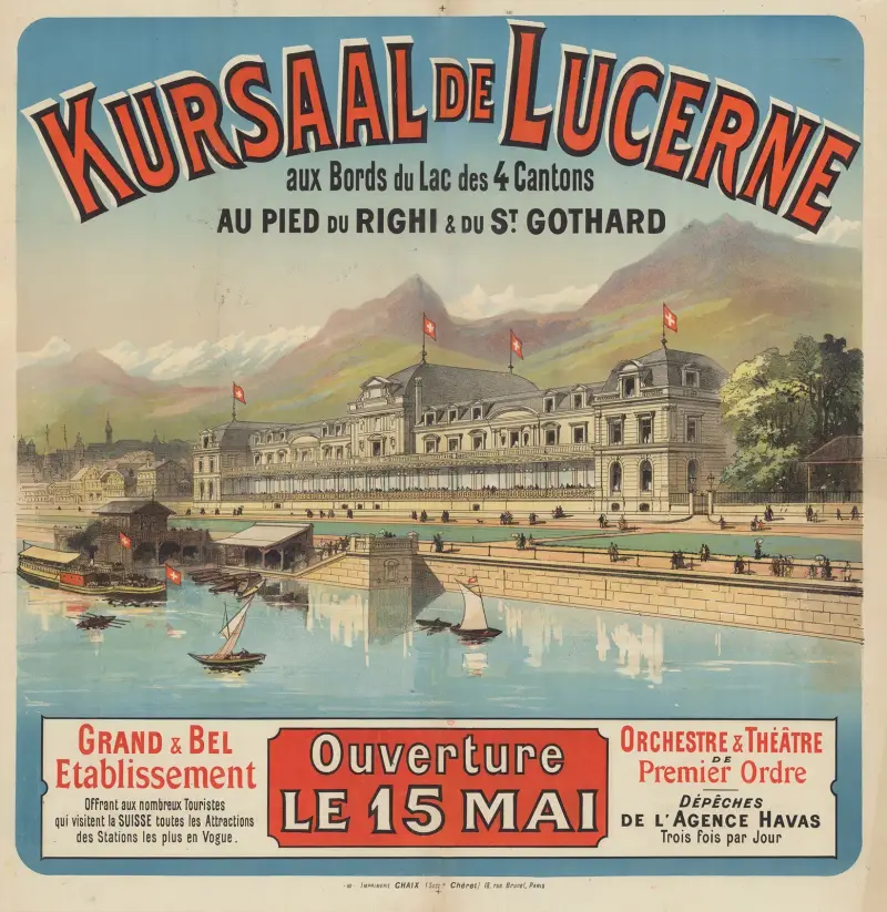 Kursaal de Lucerne aux bords du Lac des 4 cantons av Jules Chéret