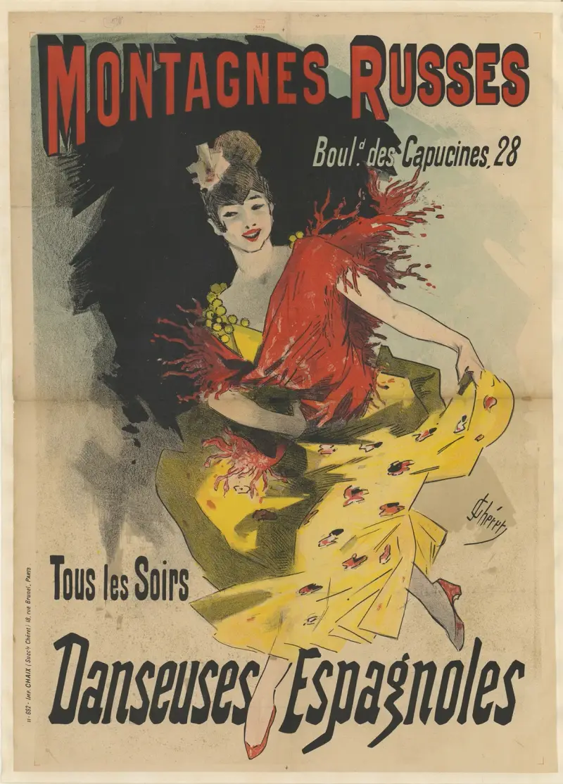 Montagnes russes. Tous les soirs Danseuses espagnoles av Jules Chéret