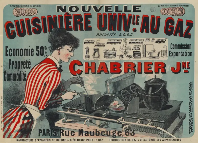 Nouvelle cuisinière universelle au gaz Chabrier jeune av Jules Chéret