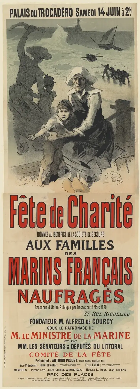 Palais du Trocadéro. Samedi 14 juin à 2h. Fête de charité donnée au bénéfice de la société de secours des marins français naufragés, Jules Chéret