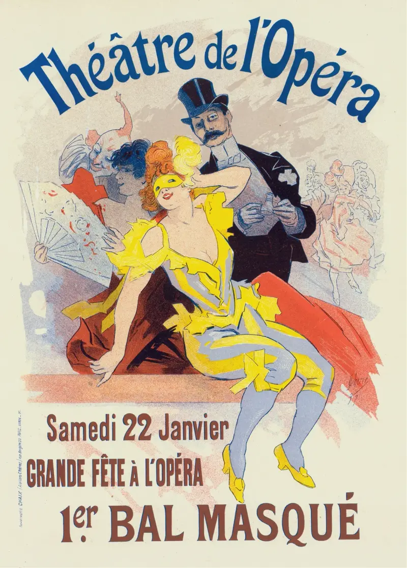 Plakat für den 1er. Bal Masqué, La Grande Fête À L’opéra, 22 Janvier von Jules Chéret