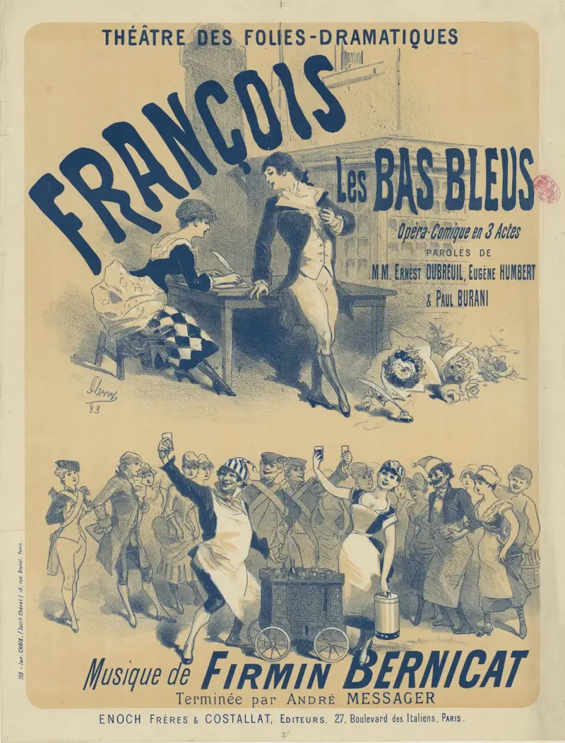 Théâtre des Folies-Dramatiques. François les Bas bleus av Jules Chéret