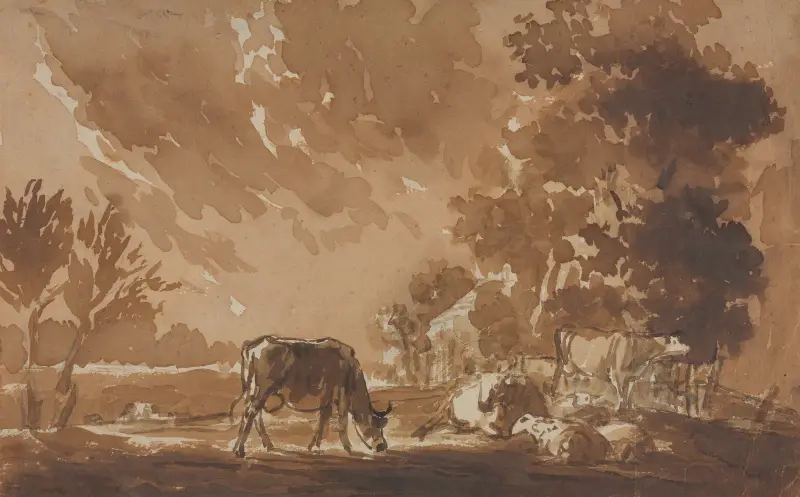 Landschaft mit Vieh von Jules Dupré