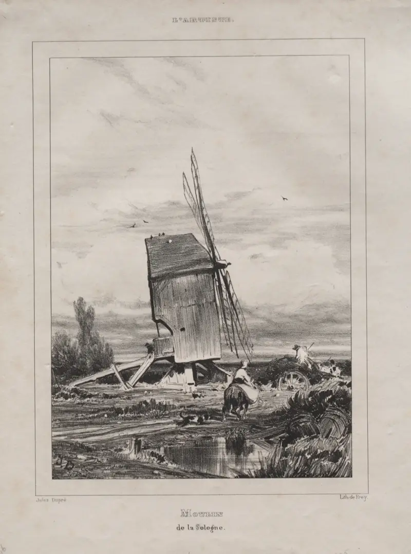 Mill in the Sologne, France av Jules Dupré