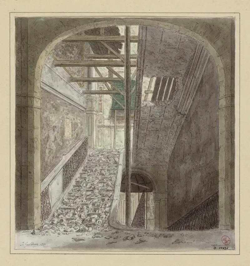 Ruinerna av Cour des Comptes, quai d'Orsay, 7:e arrondissementet av Jules Gaildrau