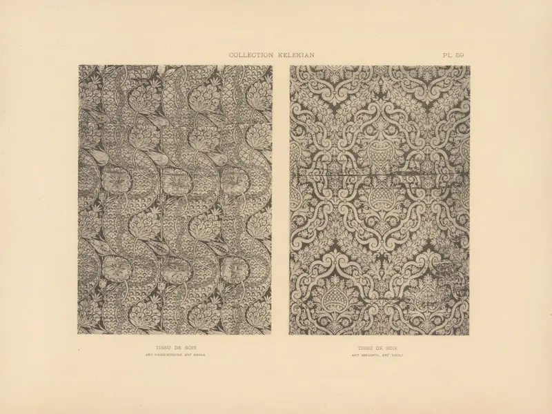 Kelekian-samlingen; Orientaliska och venetianska tyger & mattor, plansch 059 av Jules Guiffrey
