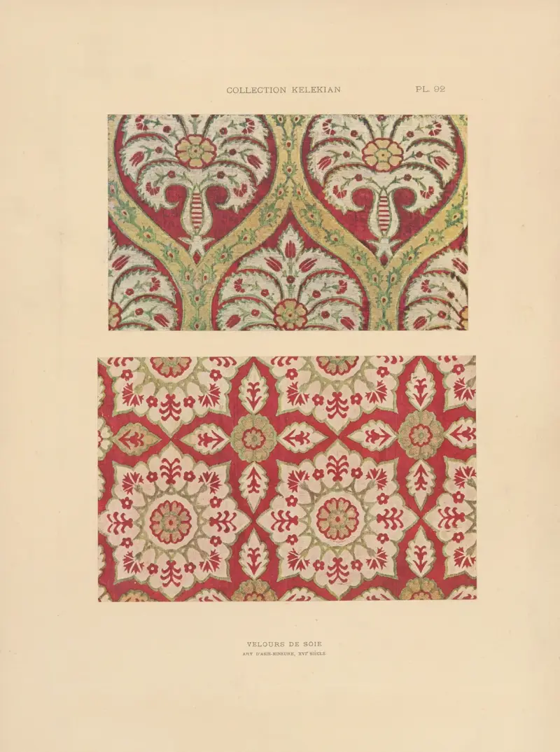 Kelekian-samlingen; orientaliska och venetianska tyger och mattor, plansch 092 av Jules Guiffrey