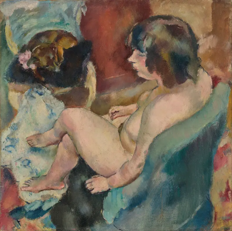 Femme au chien av Jules Pascin