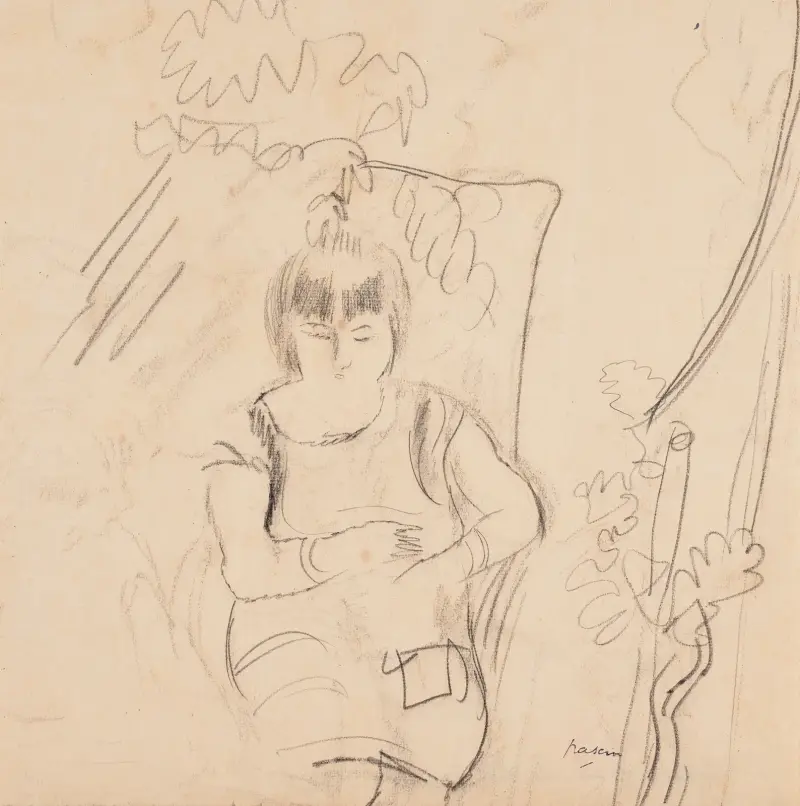 Kvinna i fåtölj av Jules Pascin