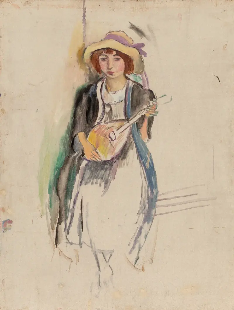 Flicka med mandolin av Jules Pascin