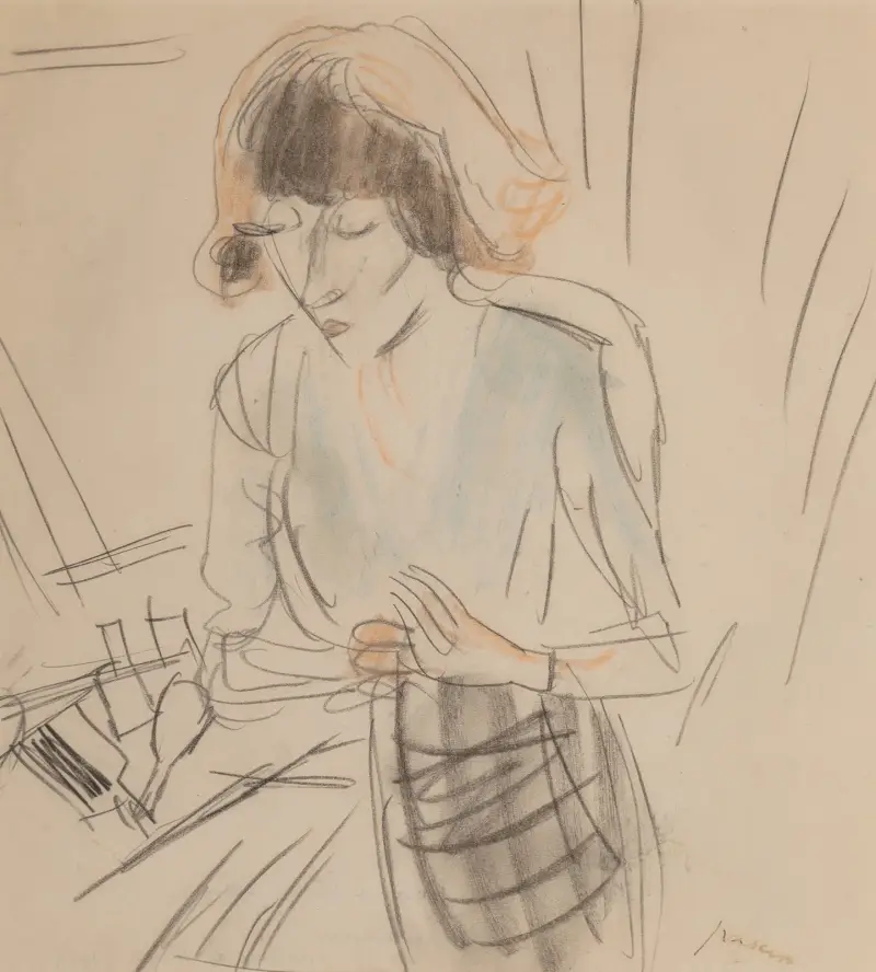Hermine blouse bleue av Jules Pascin