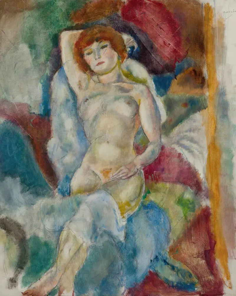 Akt mit erhobenem Arm von Jules Pascin