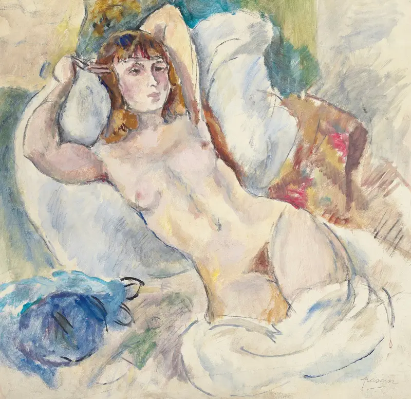 Akt na otomanie, Jules Pascin