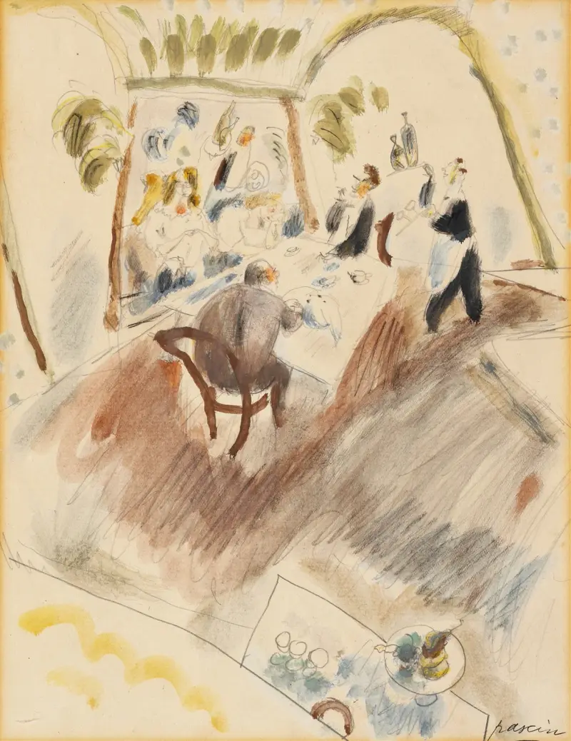Zwei Männer beim Abendessen von Jules Pascin