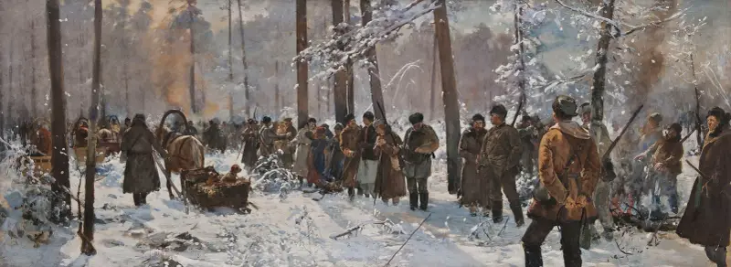 Jakt med drev i Nieśwież av Julian Falat