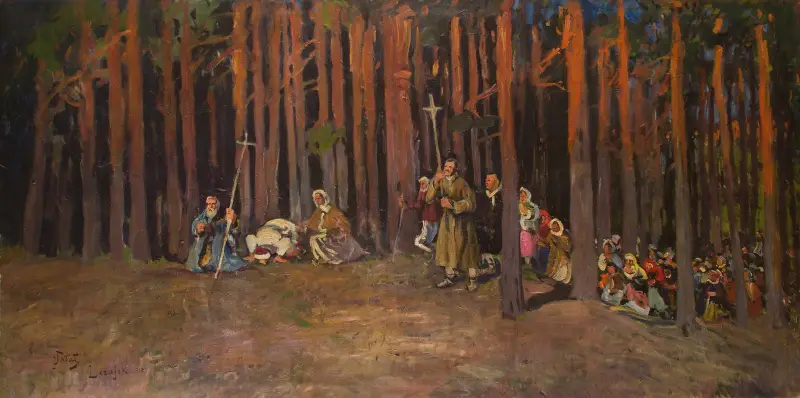 Grupp av pilgrimer av Julian Falat
