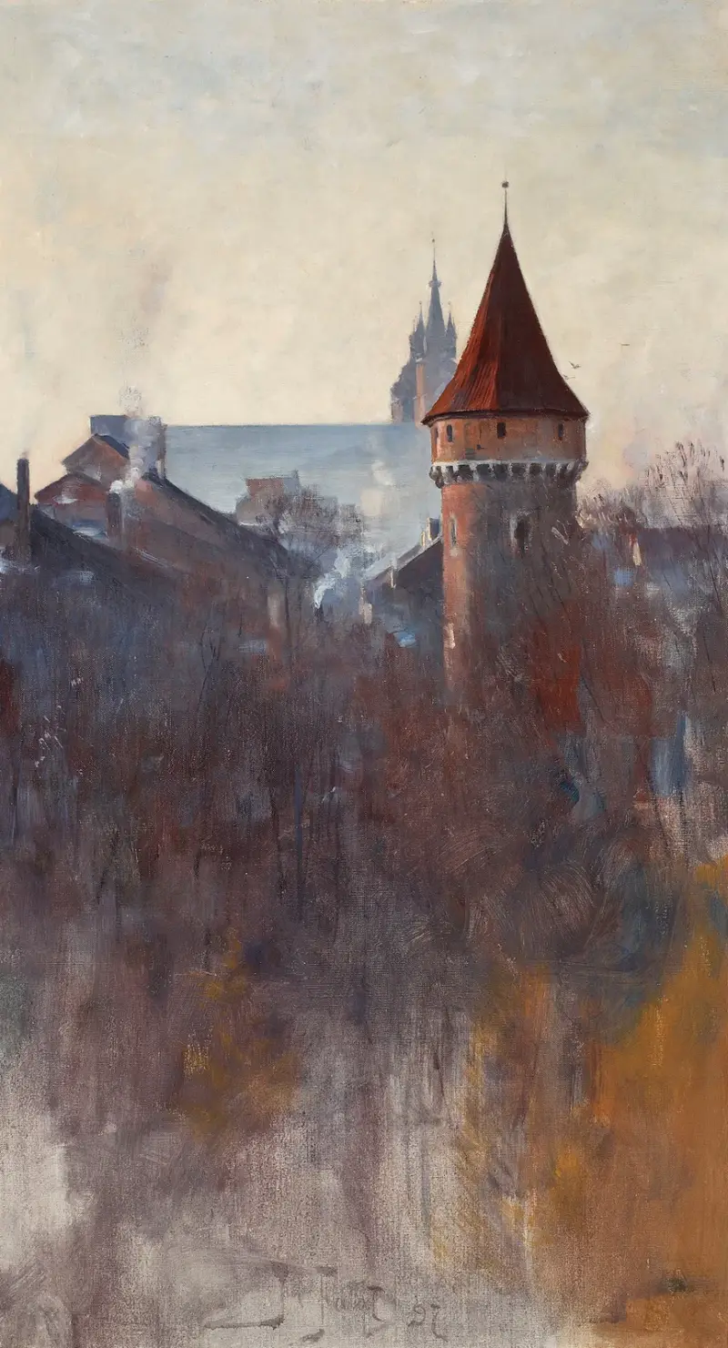 Kraków på morgonen av Julian Falat