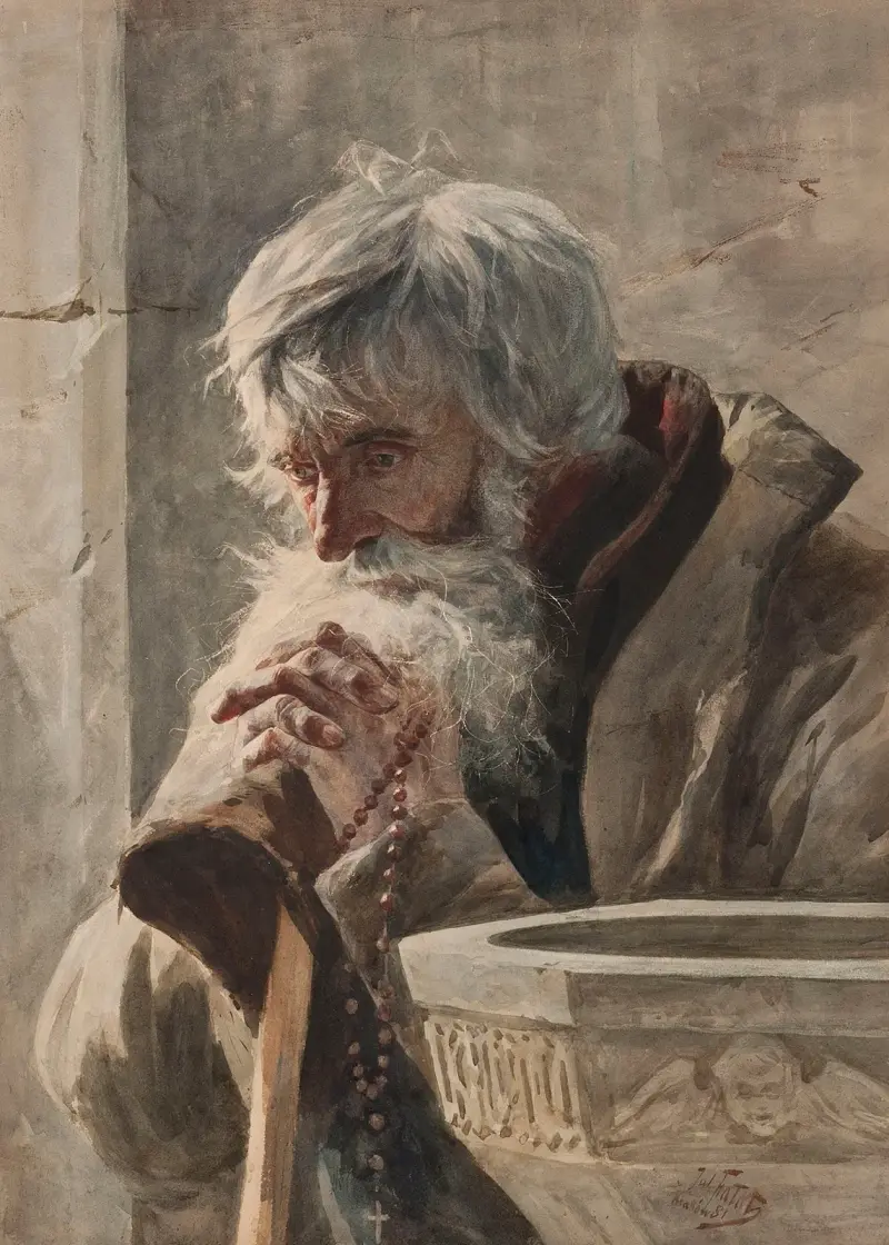 Gammal man i narthex av Julian Falat