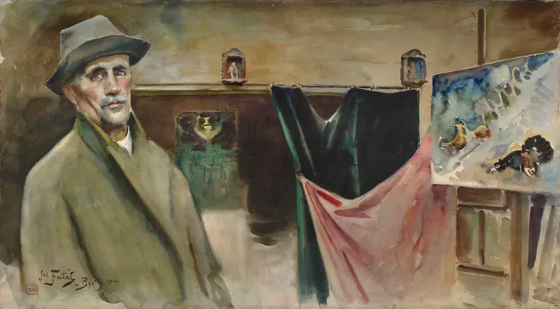 Self-portrait at the studio in Bystra av Julian Falat
