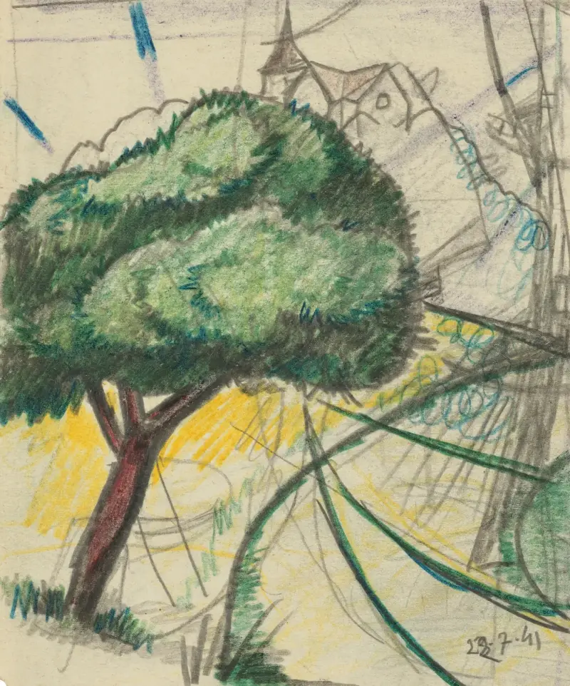 Landschaft mit Strahlen von Julio González