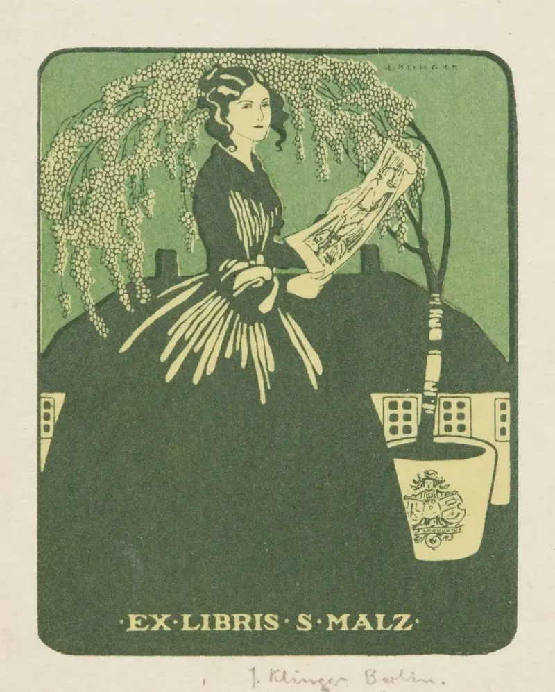 Bookplate of S. Malz av Julius Klinger