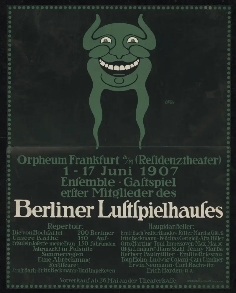 Gastspiel erster Mitglieder des Berliner Lustspielhauses im Orpheum Frankfurt am Main von Julius Klinger
