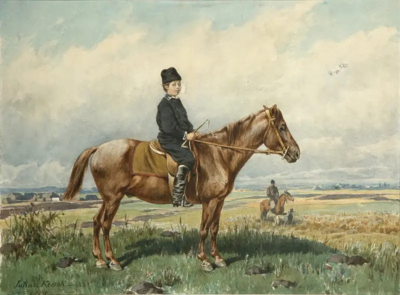 Boy on a pony av Juliusz Kossak