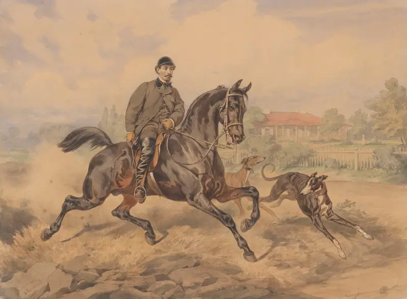 Ryttarporträtt av Władysław Rawicz av Juliusz Kossak