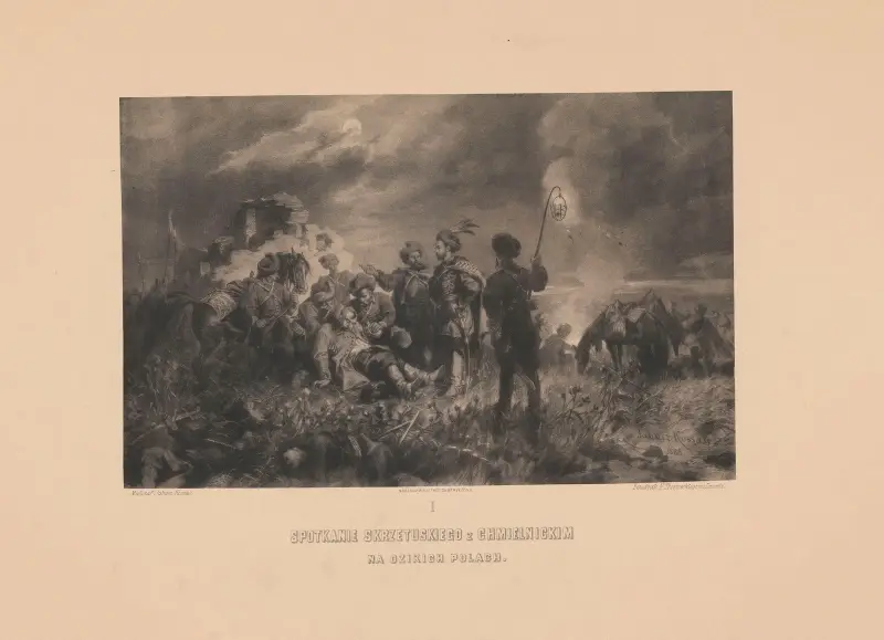 Skrzetuski meeting Khmelnytsky in the WIld Plains av Juliusz Kossak