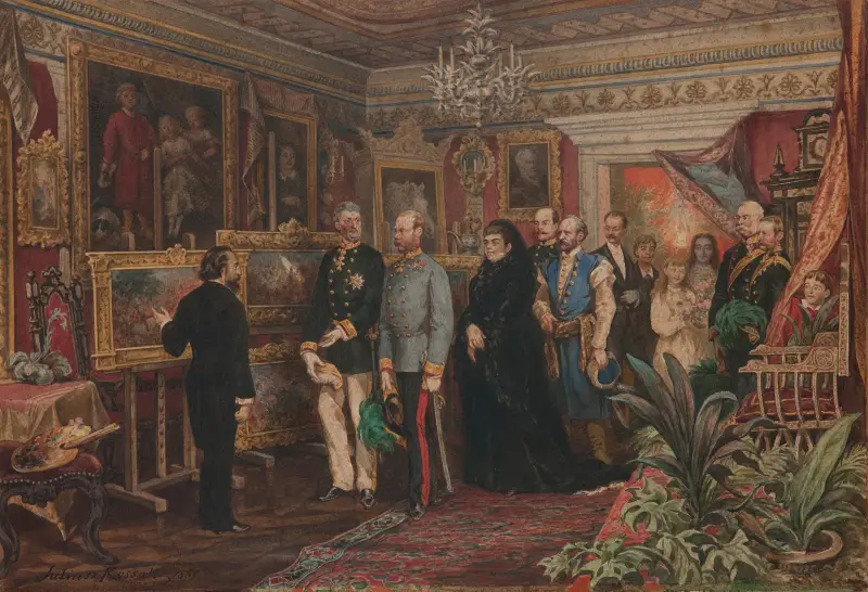 Kejsaren besöker Jan Matejko i hans hus på Florianska 47 av Juliusz Kossak