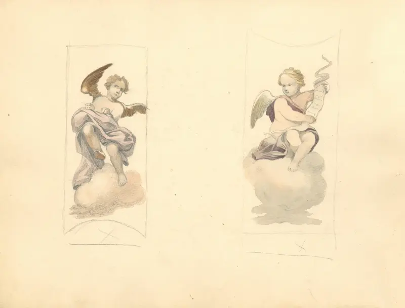 Dwa putta trzymające emblematy Męki Pańskiej, 1912 – nr 2 av Juliusz Makarewicz