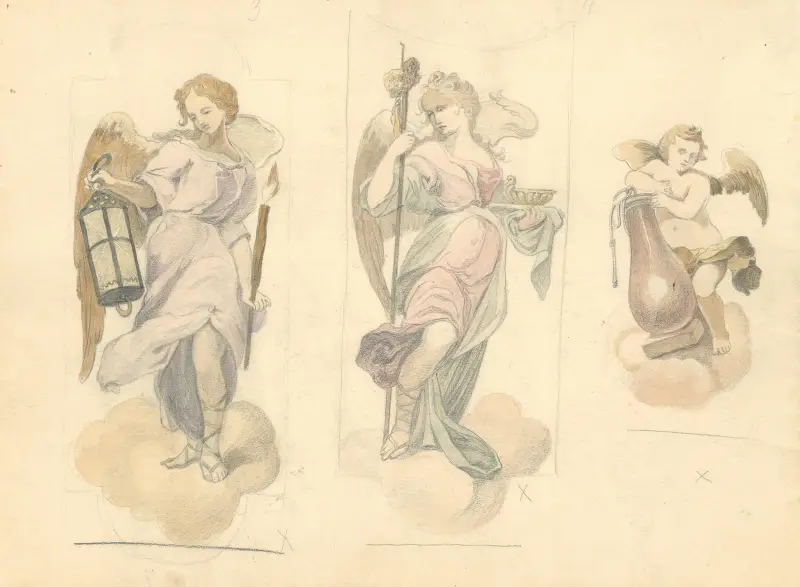 Dwaj aniołowie i putto trzymające emblematy Męki Pańskiej, 1912 – nr 2 av Juliusz Makarewicz