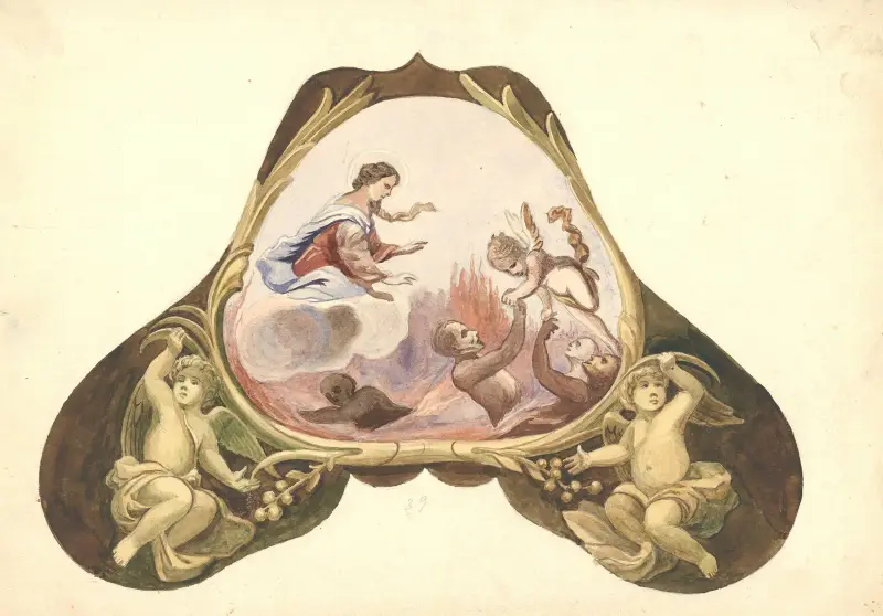 Die Gottesmutter befreit die Seelen aus dem Fegefeuer von Juliusz Makarewicz